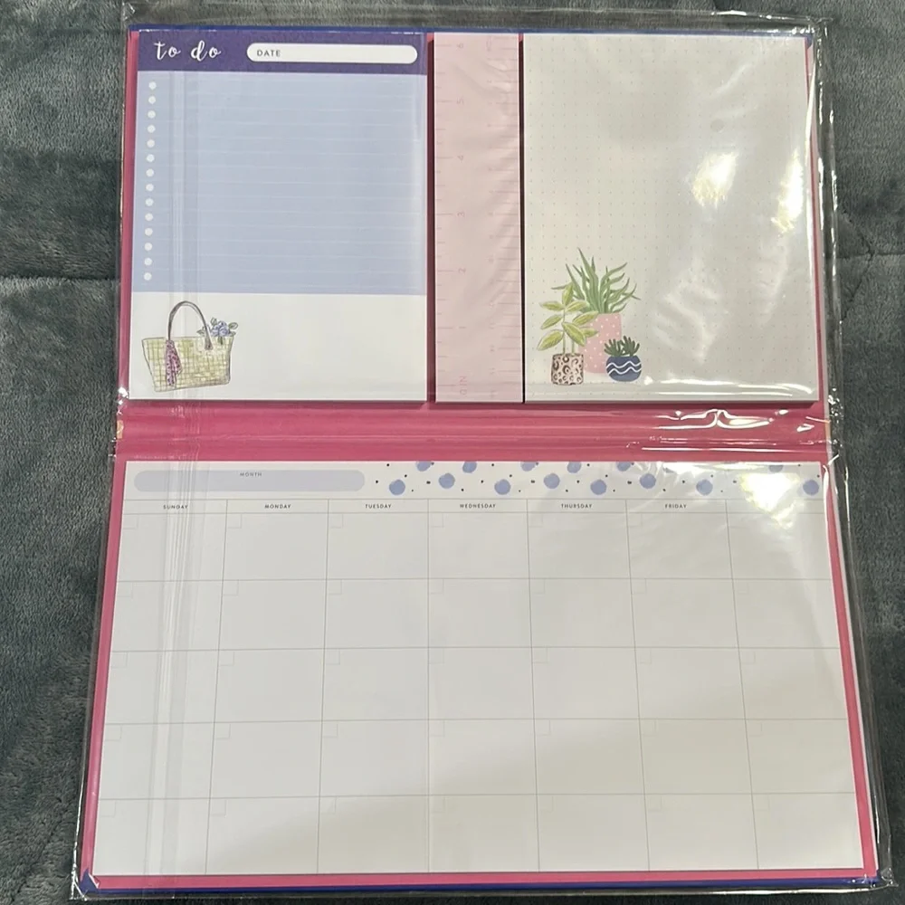 Recollections desktop fill-in calendar with to-do list, ruler paper, & notebook.